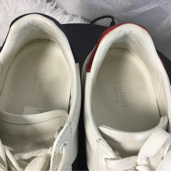 Gucci White Leather Sneakers with Red & Blue Heel Tabs - Picture 15 of 15